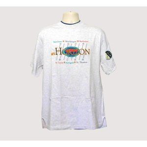 Gear Celebrity Horizon Cruise Tee Shirt L Vintage 90s Gray Double Neck Caribbean